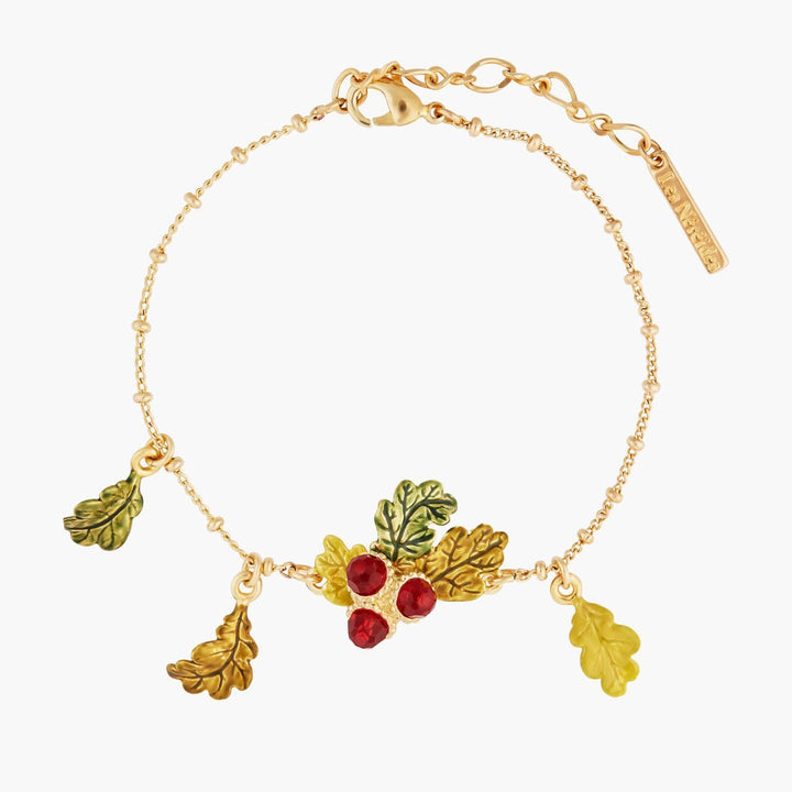 Acorn And Oak Tree Leaves Charms Bracelet | AMEF2051 - Les Nereides