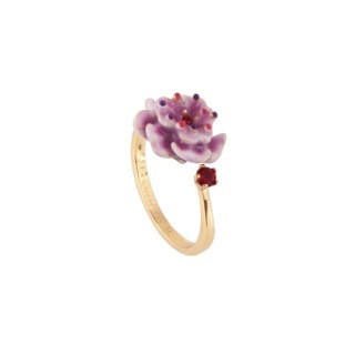 Adjustable Eglantine Eglantine Flower & Red Crystals Rings | AEEG6031 - Les Nereides