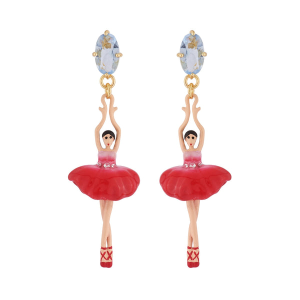 Aidda115C/1 | AsymmetricEarringsPASDEDEUXFacetedCrystalHotPink - Les Nereides