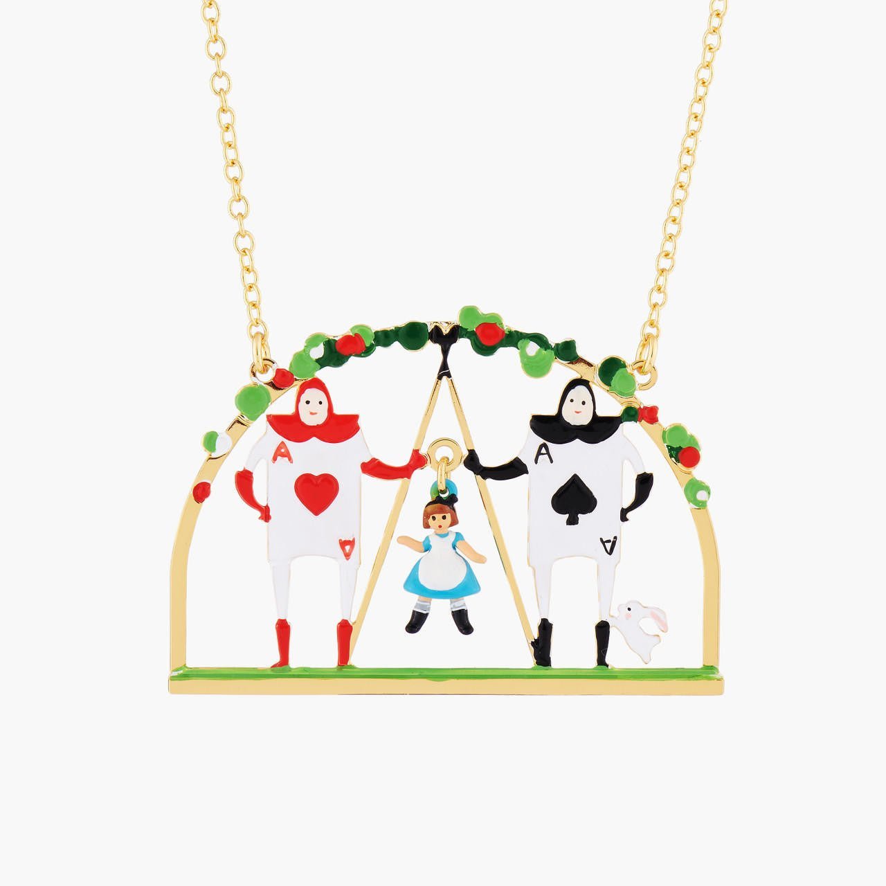 Alice And Theé Card Soldiers Pendant Necklace | AMAL3091 - Les Nereides