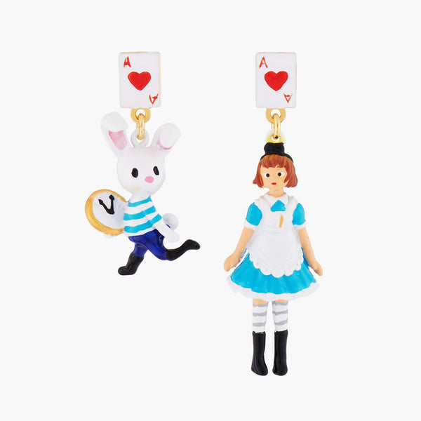Alice And Theé White Rabbit Asymmetrical Earrings | AMAL1111 - Les Nereides