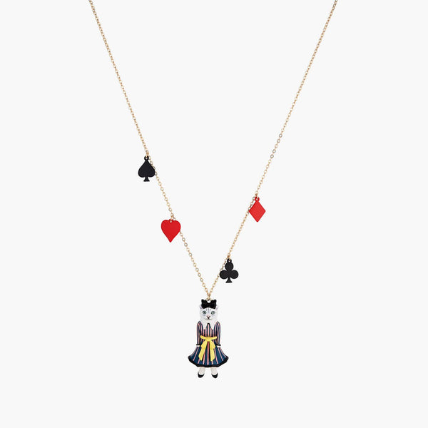 Alice In Wonderland Spade, Club, Diamond, Heart And Cat Pendant Necklace | AONA3031 - Les Nereides