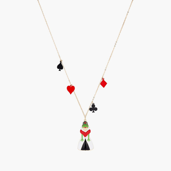 Alice In Wonderland Spade, Club, Diamond, Heart And Toad Red Queen Pendant Necklace | AONA3021 - Les Nereides