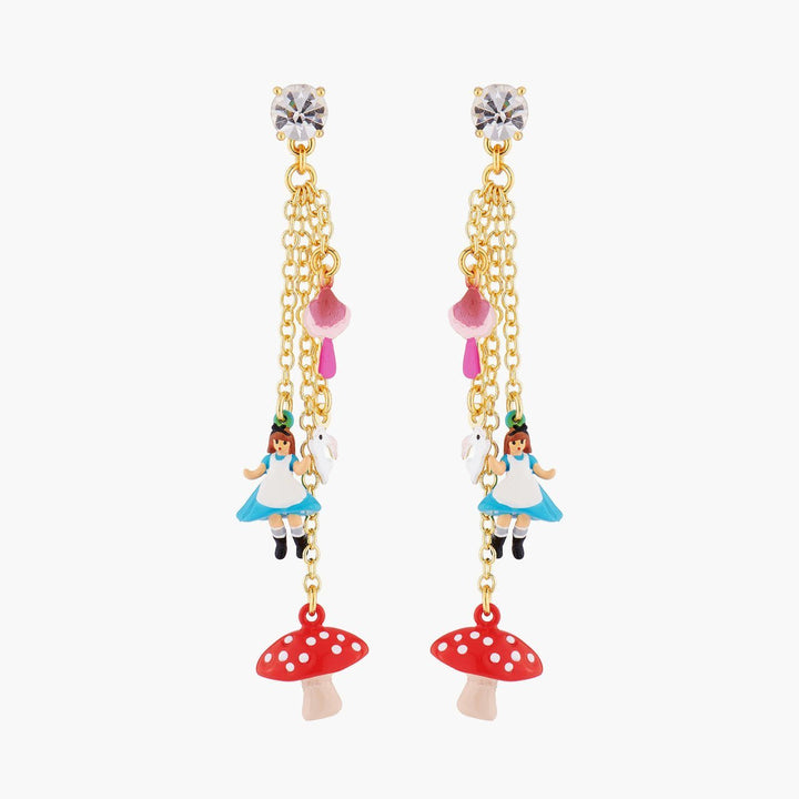 Alice, White Rabbit And Mushroom Earrings Les Nereides