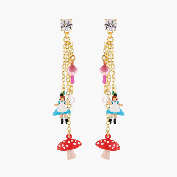 Alice, White Rabbit And Mushroom Earrings Les Nereides