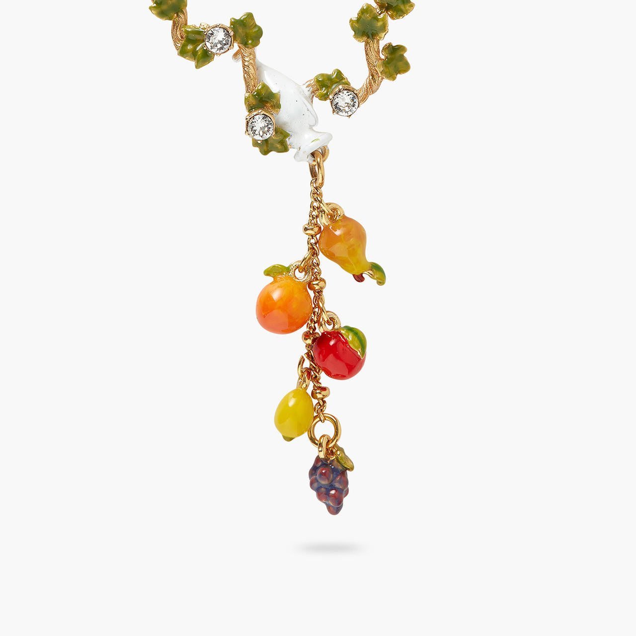Amphora, Vine Leaves And Fruit Pendant Necklace | AQVT3081 - Les Nereides