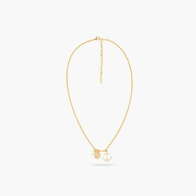 Anchor And Twisted Chain Pendant Necklace | AQMP3021 - Les Nereides