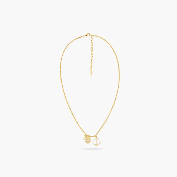 Anchor And Twisted Chain Pendant Necklace | AQMP3021 - Les Nereides
