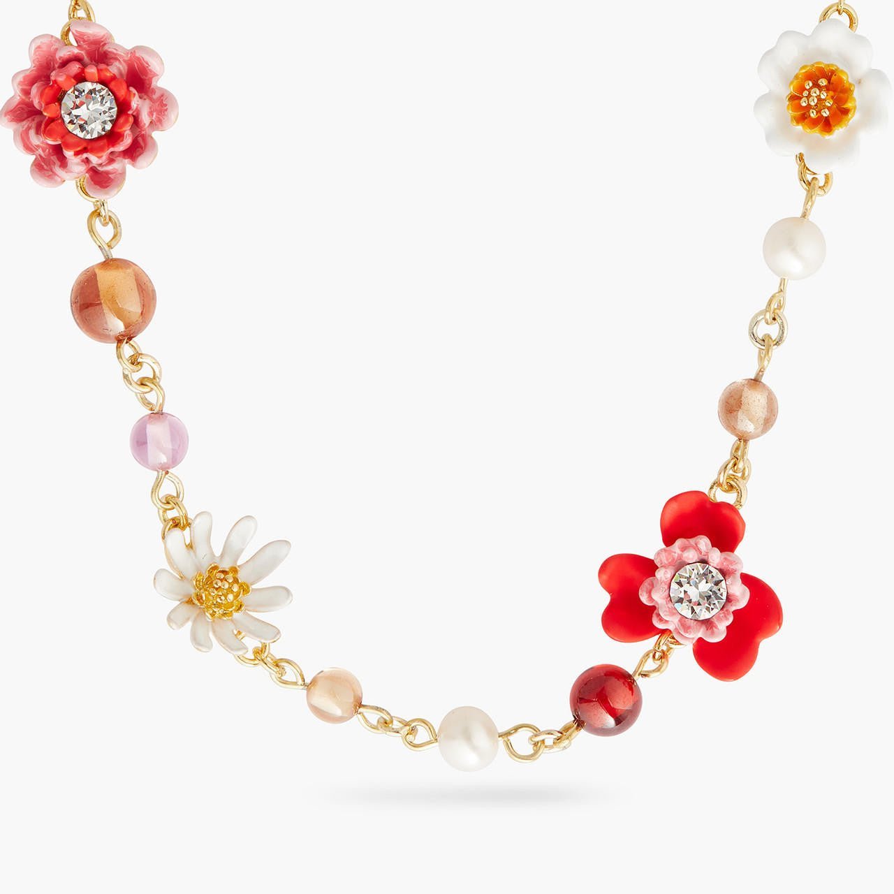 Anemone and gerbera thin necklace | AQHC3041 - Les Nereides