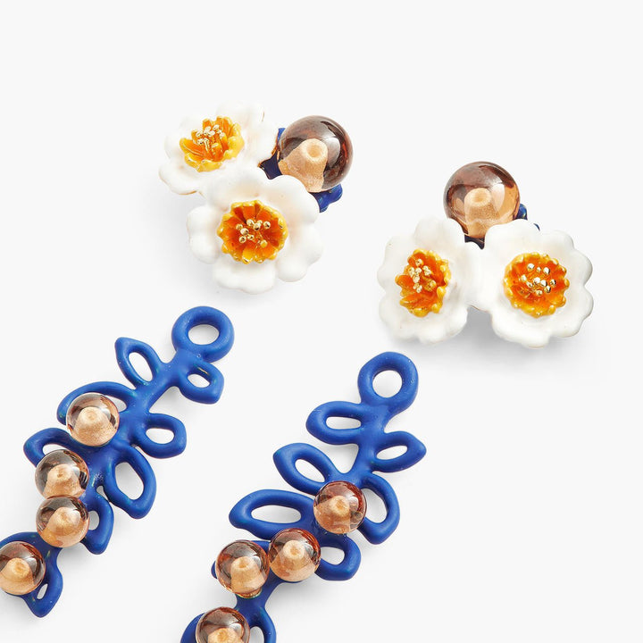 Anemone and glass bead earrings | AQHC1051 - Les Nereides