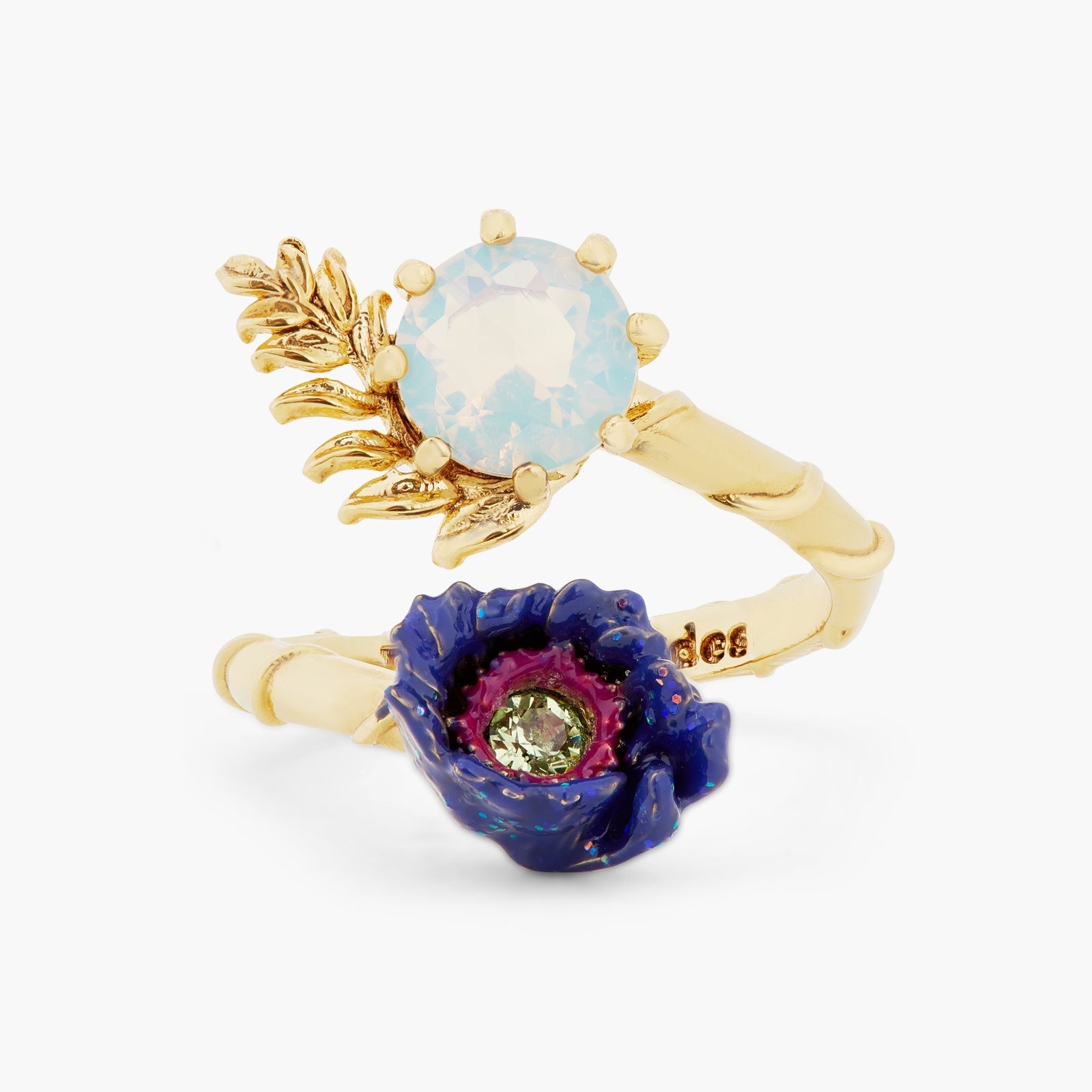 Anemone Flower And Crystal Adjustable Ring | ATFI6021 - Les Nereides