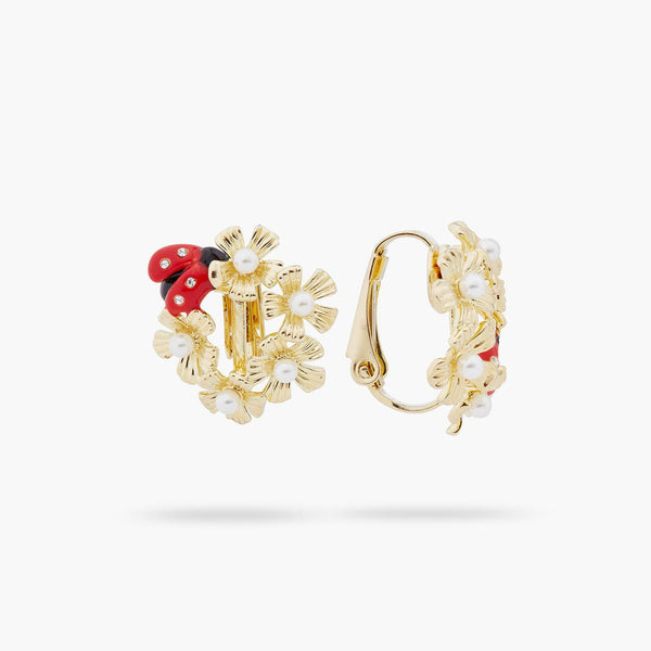 Anemone Halo And Ladybird Asymmetrical Earrings | ARLP1021 - Les Nereides