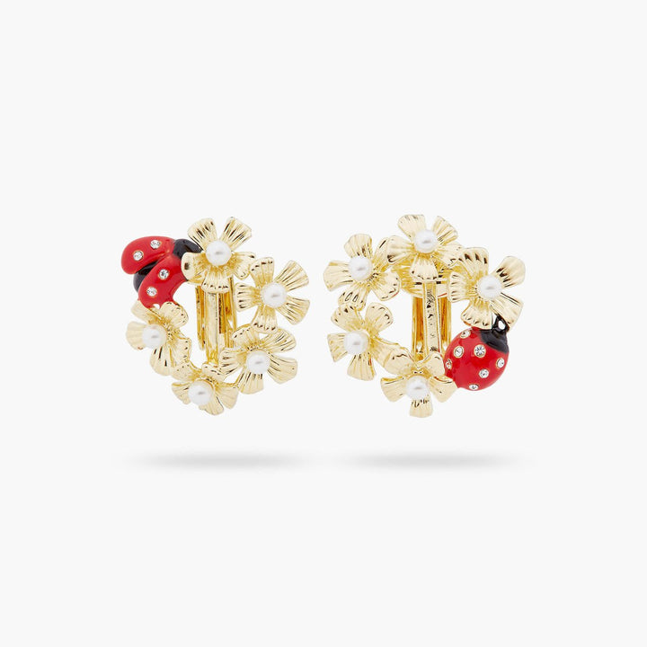 Anemone Halo And Ladybird Asymmetrical Earrings | ARLP1021 - Les Nereides