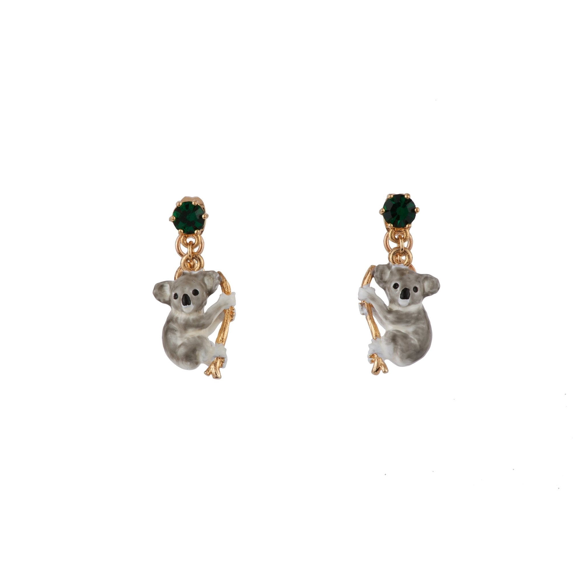 Animals From Australia Green Rhinestone & Koala Earrings | ACAU1021 - Les Nereides