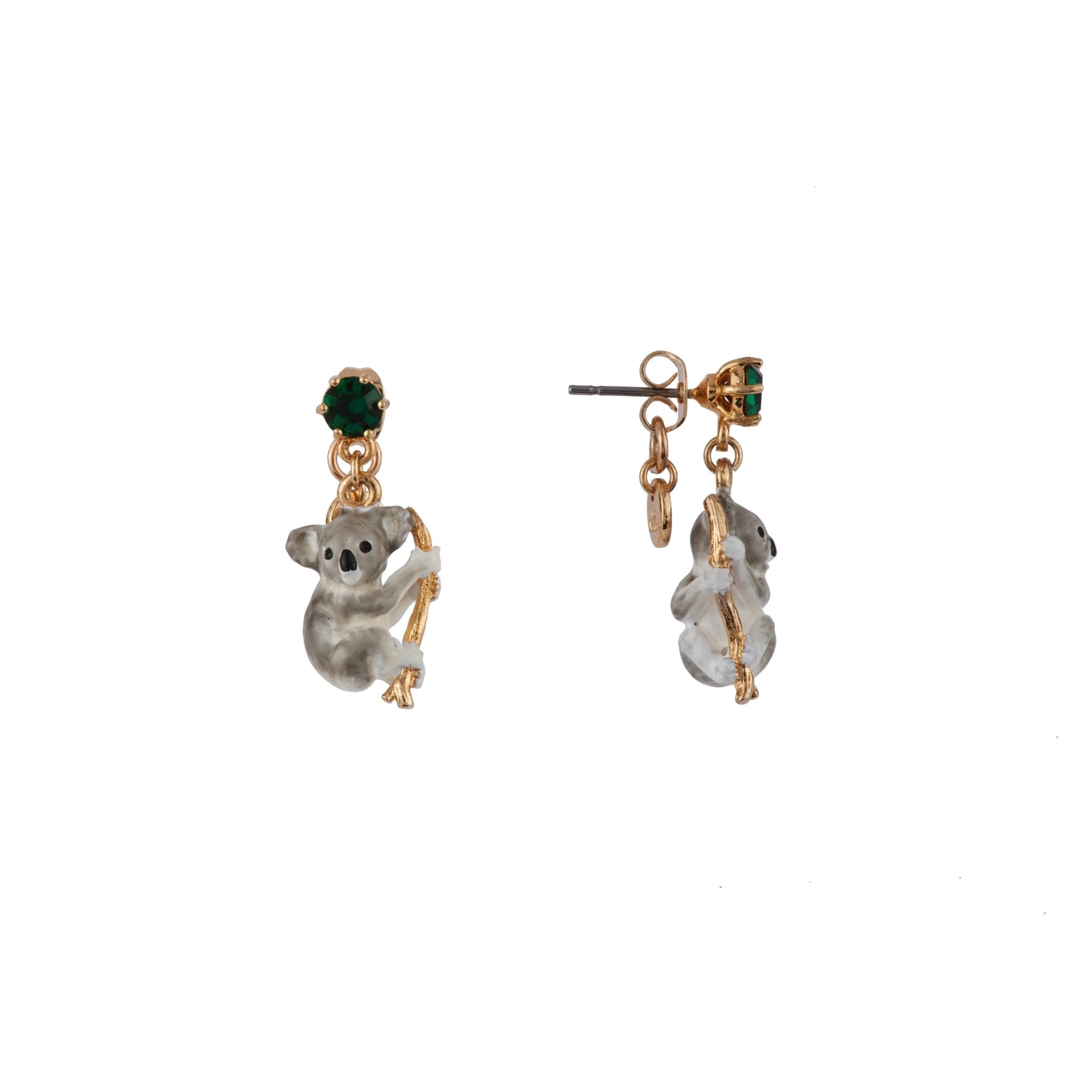 Animals From Australia Green Rhinestone & Koala Earrings | ACAU1021 - Les Nereides