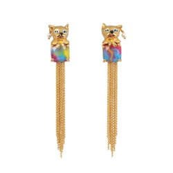 Animaux Fabuleux Cat And Pendant Chains Earrings | AAAF1021 - Les Nereides
