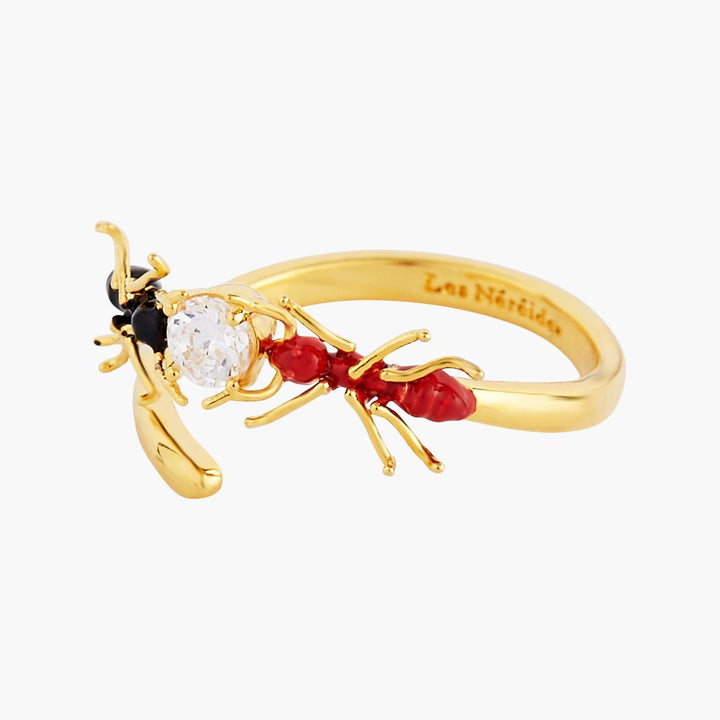 Ant And Cubic Zirconia Adjustable Ring | AOLA6021 - Les Nereides