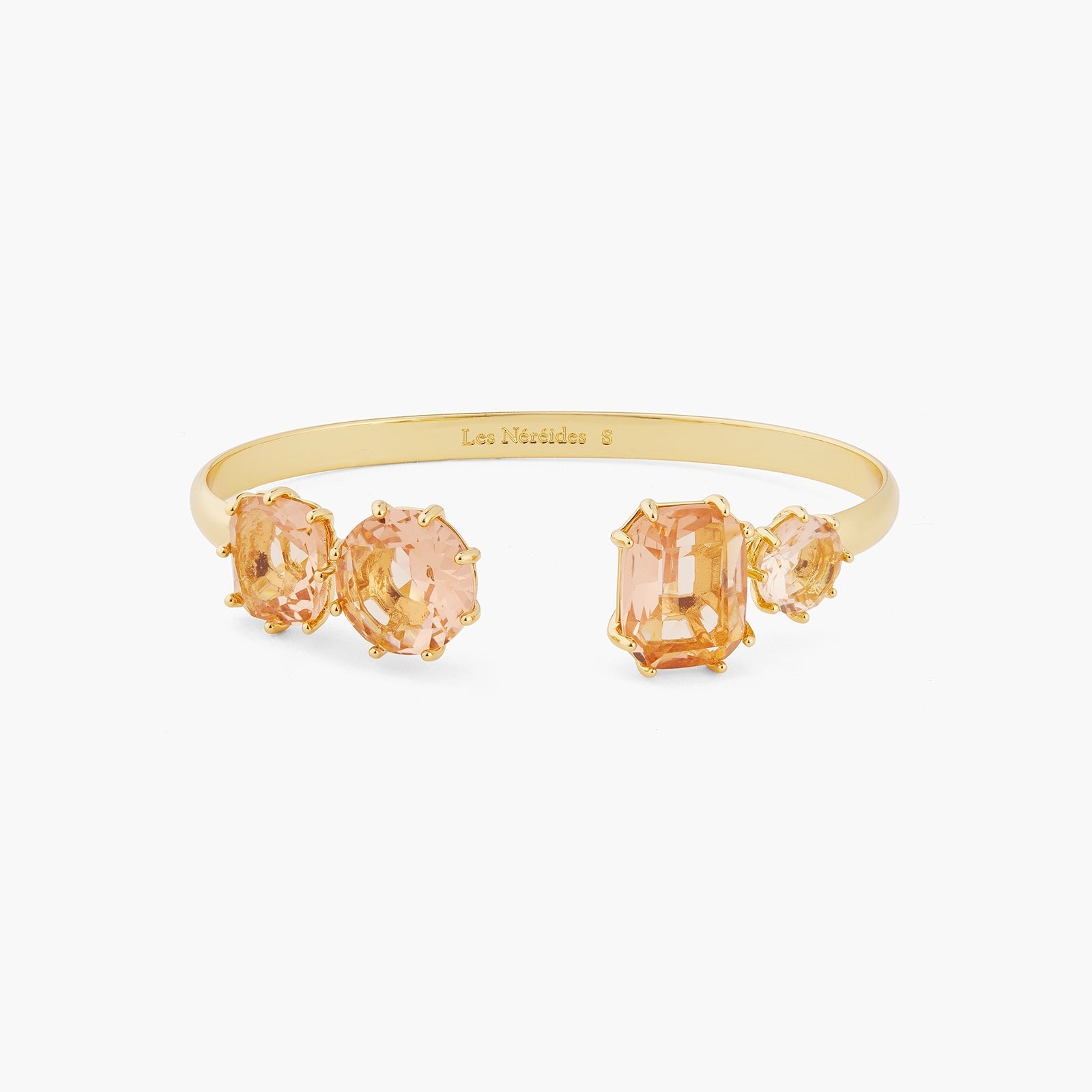 Apricot Pink Diamantine 4 Stone Bangle Bracelet | ATLD2541 - Les Nereides
