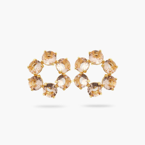 Apricot Pink Diamantine 6 Round Stone Earrings | ATLD1421 - Les Nereides
