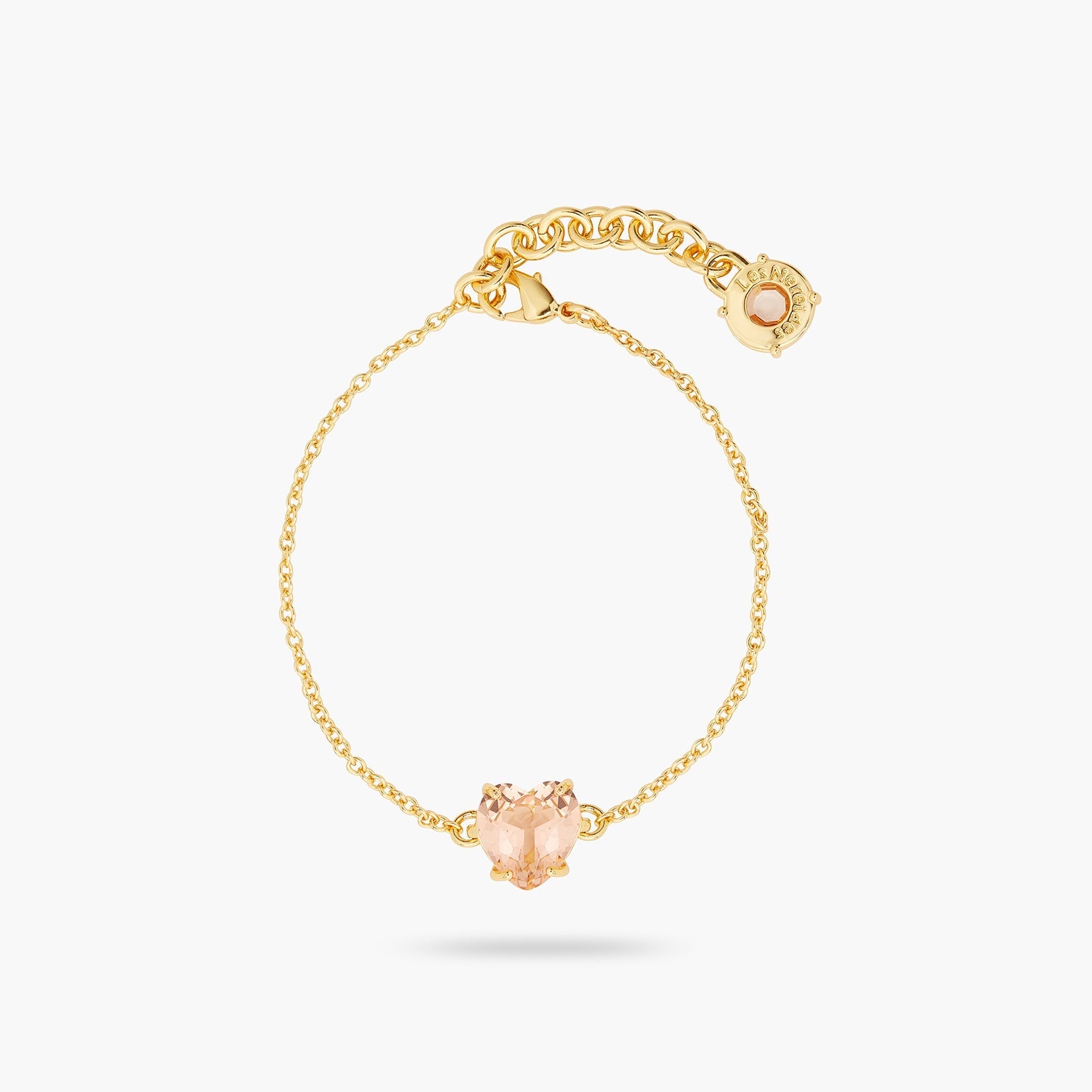 Apricot Pink Diamantine Heart Fine Bracelet | ATLD2531 - Les Nereides