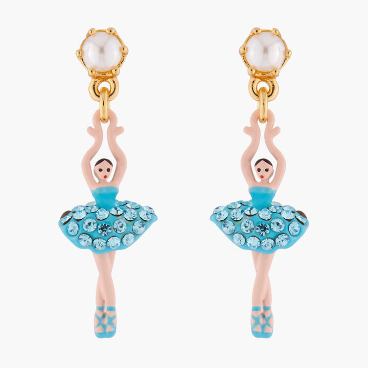 Aquamarine Crystals Mini Ballerina Earrings | ALMDD1011 - Les Nereides