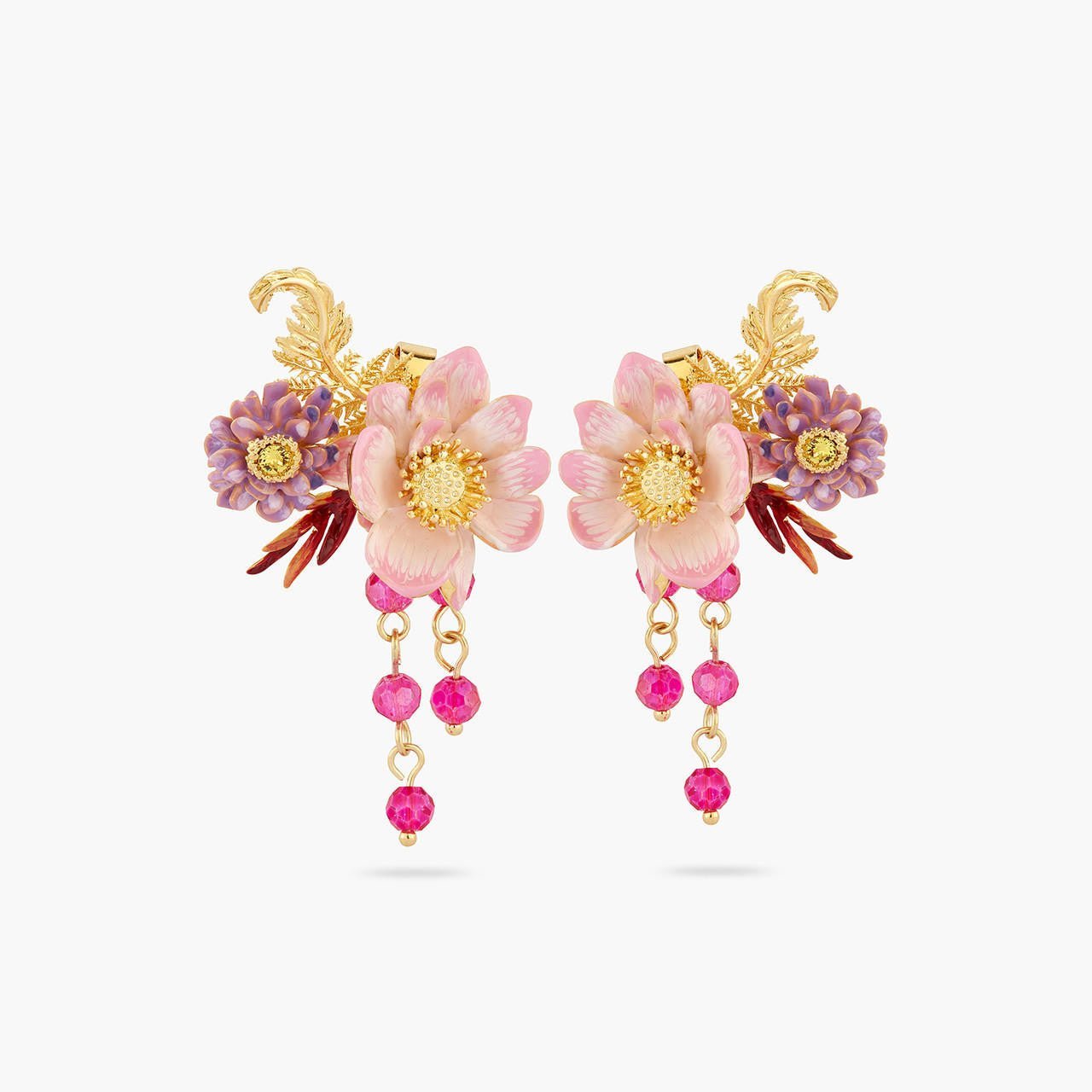 Aster And Lotus Flower Earrings | AQBI1011 - Les Nereides