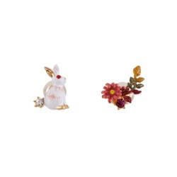 Asymmetric Jardin Imaginaire White Rabbit & Wildflowers Earrings | ACJI1011 - Les Nereides