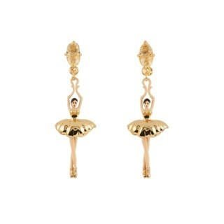 Asymmetric Pas de Deux Faceted Crystal Gold Earrings | AEDD115T/2 - Les Nereides