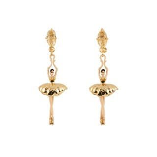 Asymmetric Pas de Deux Faceted Crystal Gold Earrings | AEDD115T/2 - Les Nereides