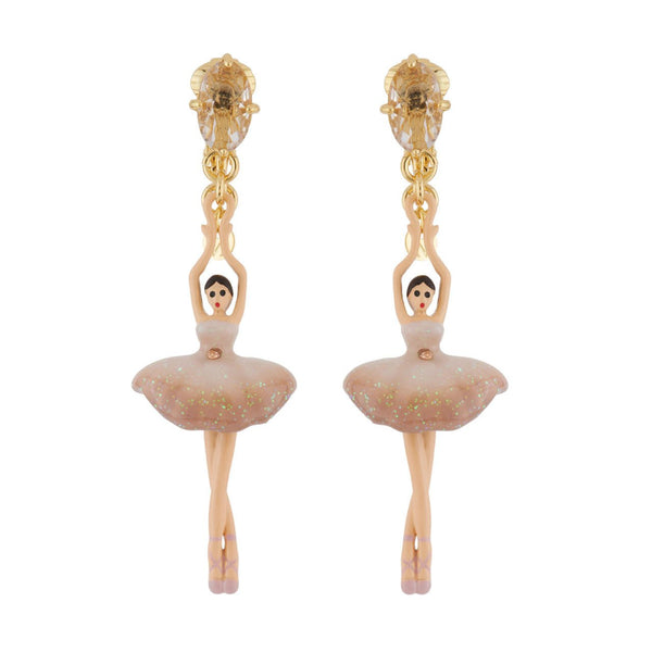 Asymmetric Pas de Deux Faceted Crystal Nude Pink Earrings | AGDD1152 - Les Nereides