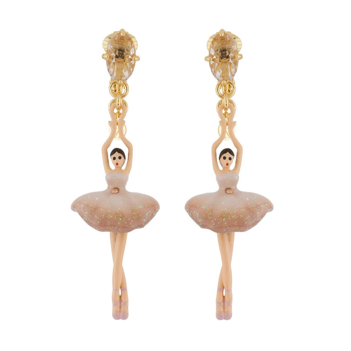 Asymmetric Pas de Deux Faceted Crystal Nude Pink Earrings | AGDD1152 - Les Nereides