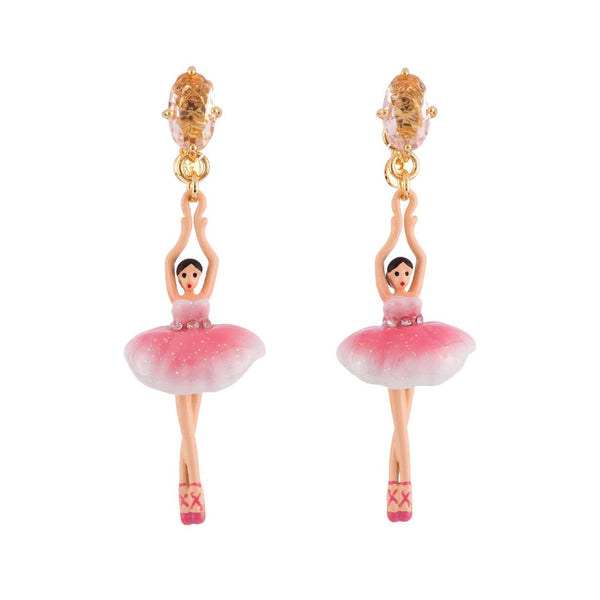 Asymmetric Pas de Deux Faceted Crystal Sparkling Pink Earrings | AFDD115C/1 - Les Nereides