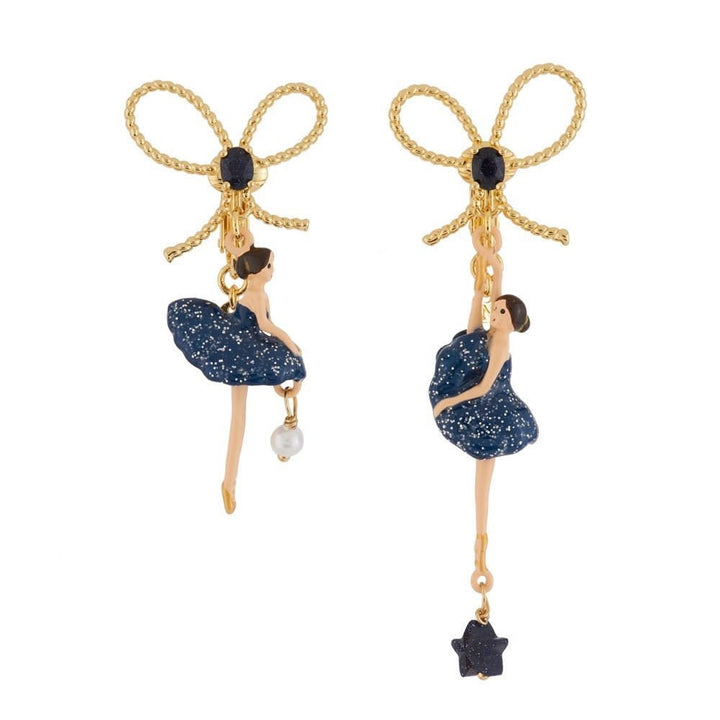 Asymmetric Pas de Deux With Knot Midnight Blue Earrings | AGDD1081 - Les Nereides