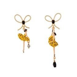 Asymmetric Pas de Deux W/Knot Modern Yellow Earrings | ADDD108T/2 - Les Nereides