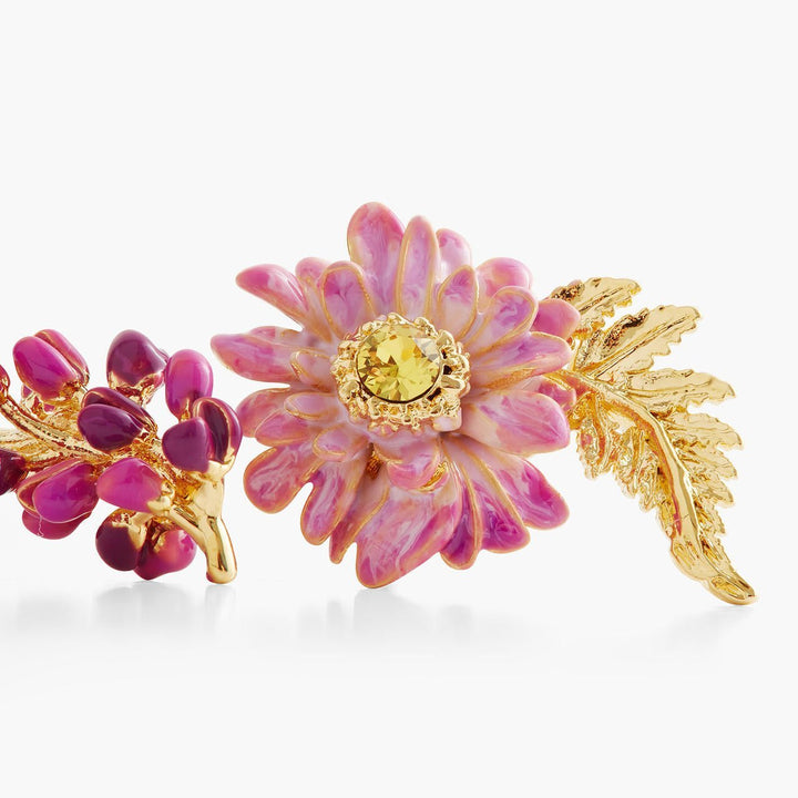 Asymmetrical Aster And Lupine Flower Earrings | AQBI1021 - Les Nereides