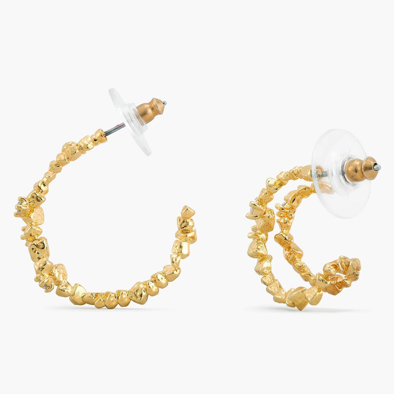 Asymmetrical Gold Rock Hoop - Earrings | APTM1051 - Les Nereides