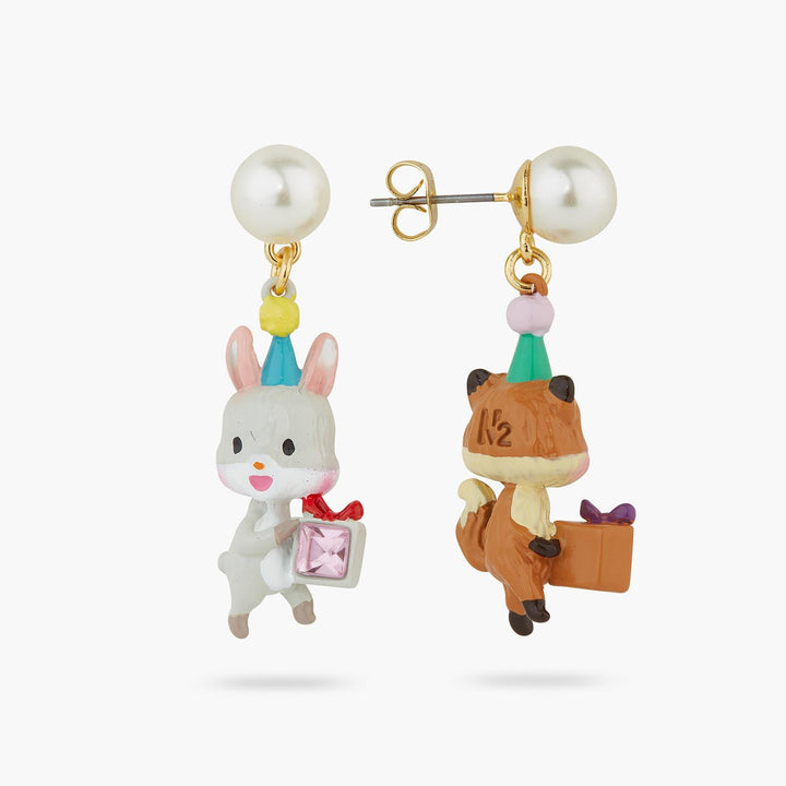 Asymmetrical Rabbit and Fox earrings | AQPP1081 - Les Nereides