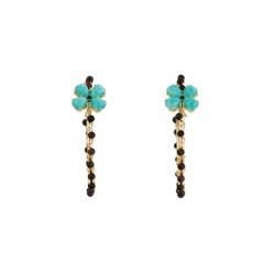 Au Petit Bonheur Four-Leaf Clover And Beads Hoops Green Earrings | ACAB1051 - Les Nereides