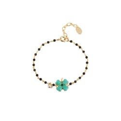 Au Petit Bonheur Four-Leaf Clover, Beaded Chain Green Bracelet | ACAB2011 - Les Nereides