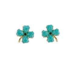 Au Petit Bonheur Four-Leaf Clover Green Earrings | ACAB1011 - Les Nereides