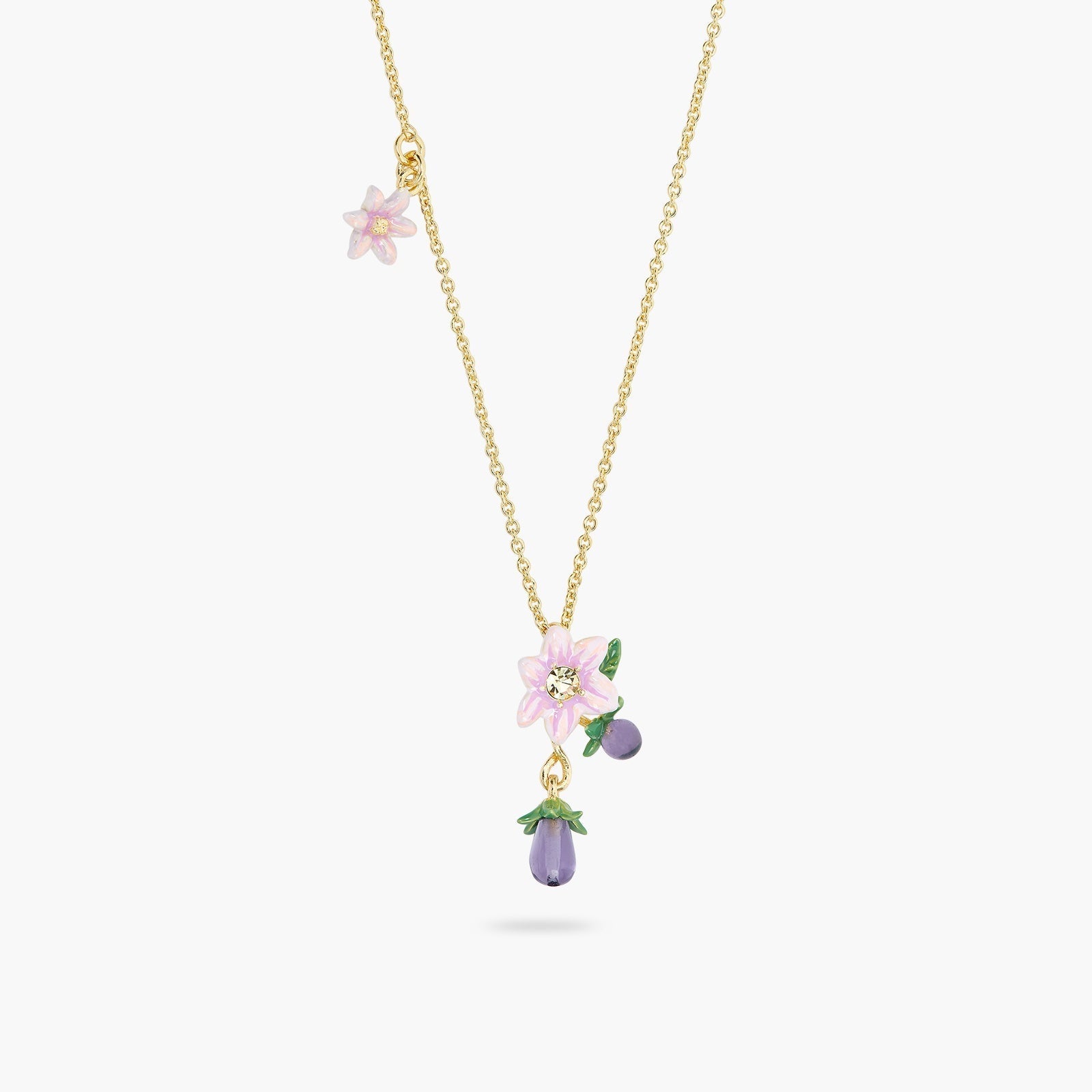 Aubergine And Flower Pendant Necklace | ASPO3041 - Les Nereides