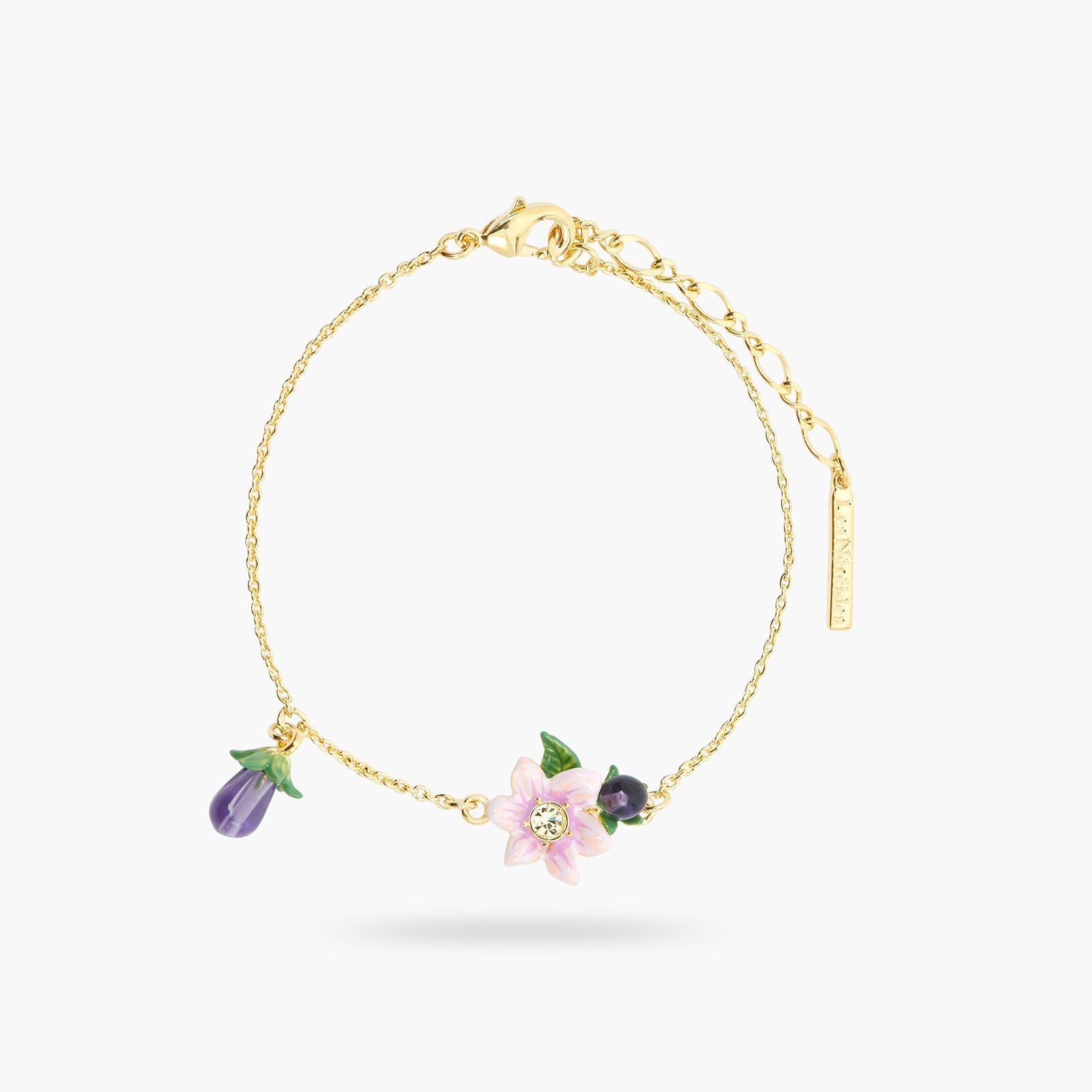 Aubergine Pink Flower Fine Bracelet | ASPO2031 - Les Nereides