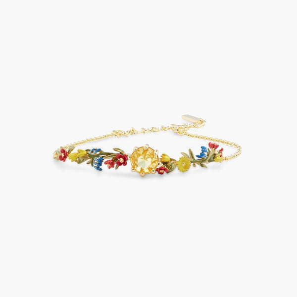 Autumn Flower And Round Stone Fine Bracelet | ASLE2031 - Les Nereides
