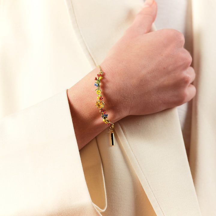 Autumn Flower And Round Stone Fine Bracelet | ASLE2031 - Les Nereides