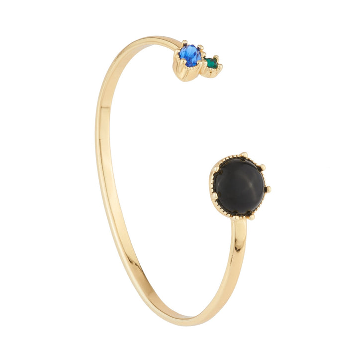 Bangle With Onyx Stone And Blue And Green Rhinestone Bracelet | Ajpf203/11 - Les Nereides
