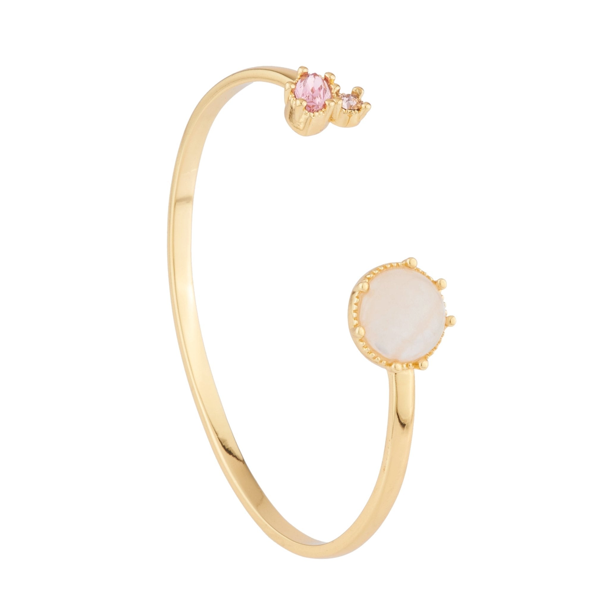Bangle With Quartz And Pink Rhinestone Bracelet | Ajpf201/11 - Les Nereides