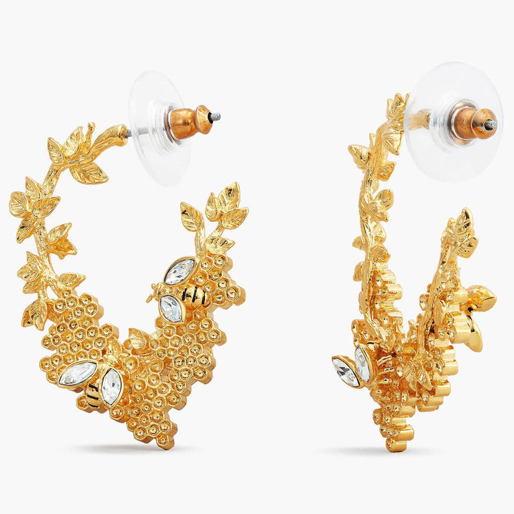 Bee And Honeycomb Hoop Earrings | APNF1101 - Les Nereides