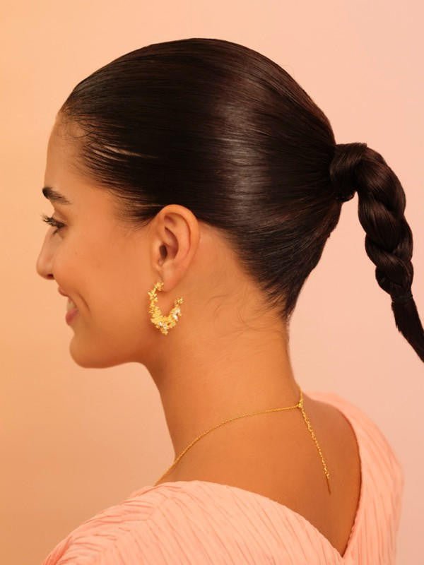 Bee And Honeycomb Hoop Earrings | APNF1101 - Les Nereides