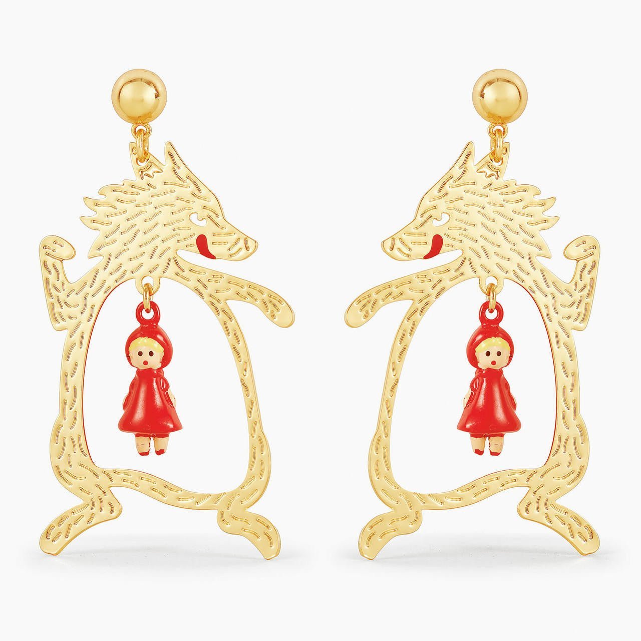 Big Bad Wolf And Little Red Riding Hood Earrings | APBB1021 - Les Nereides