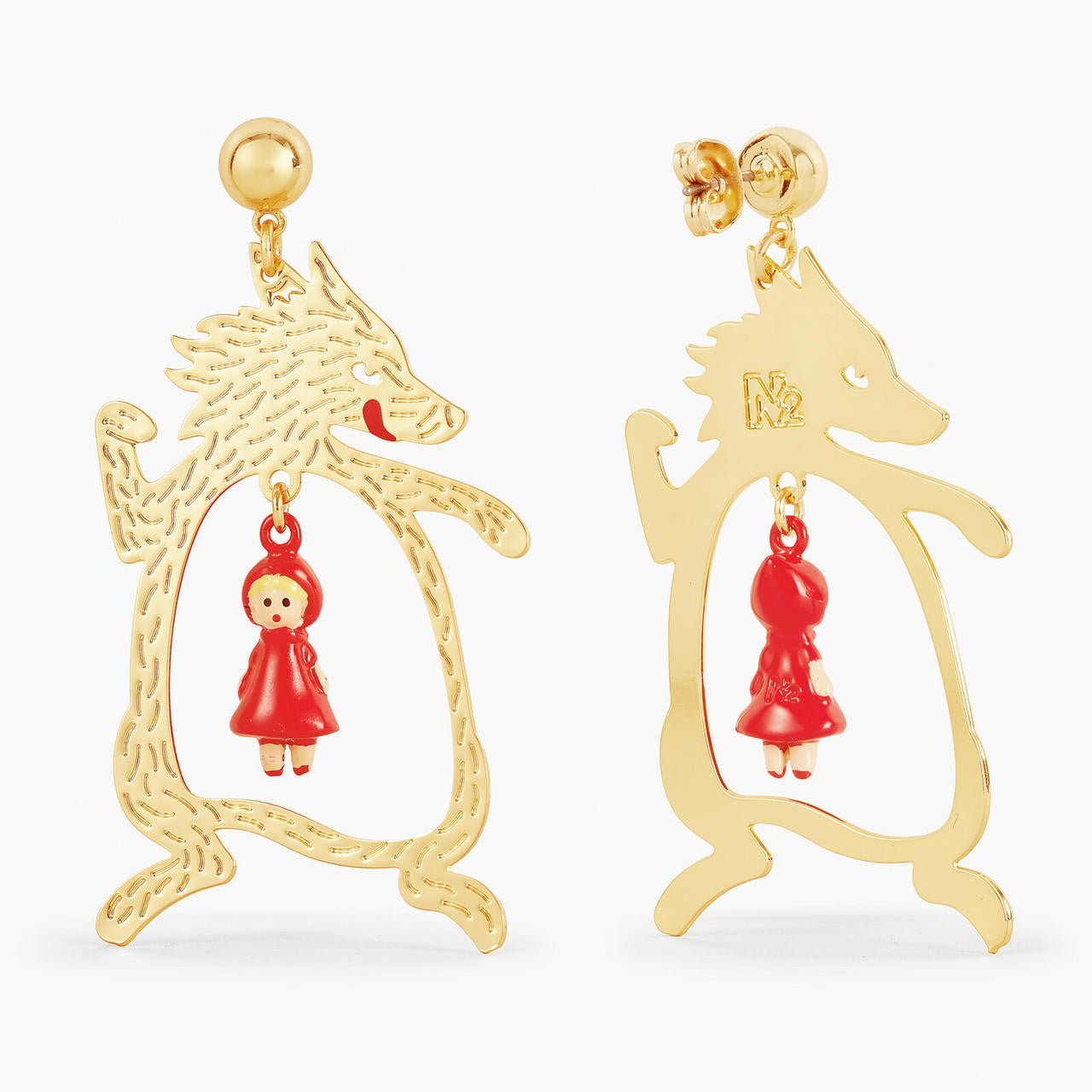 Big Bad Wolf And Little Red Riding Hood Earrings | APBB1021 - Les Nereides